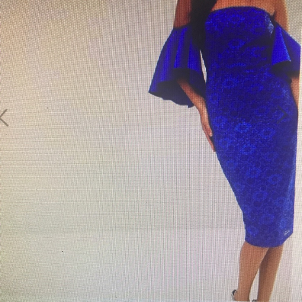 Lace Bardot Midi Dress with Extreme Sleeves